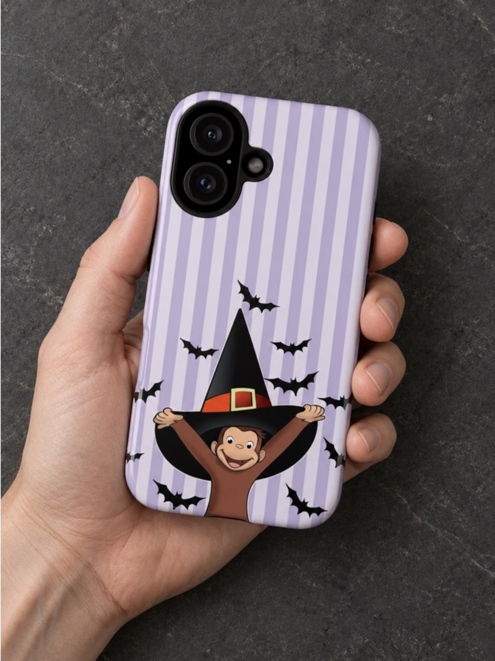 Cute Curious Geogre Monkey Halloween Lavender Purple Tough Phone Case